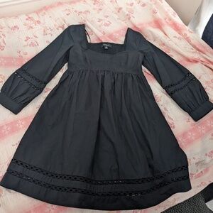 NWT Banana Republic Long Sleeve Gathered Eyelet Black Dress women's size x-small